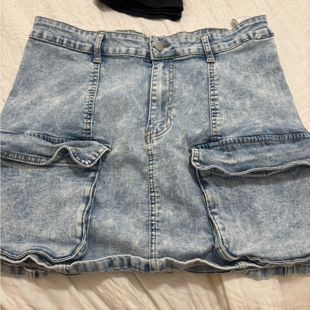 SHEIN Light Blue Denim Skirt